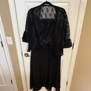 Elegant Black Lace Dress with Jacket